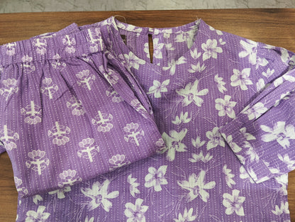 Purple Dahila kurti set