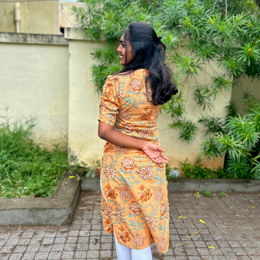 Floral Honeycomb Kurti