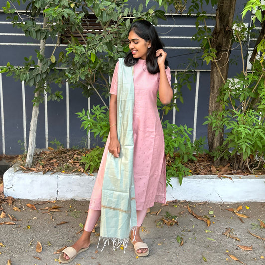 Rosegold silk charm kurti