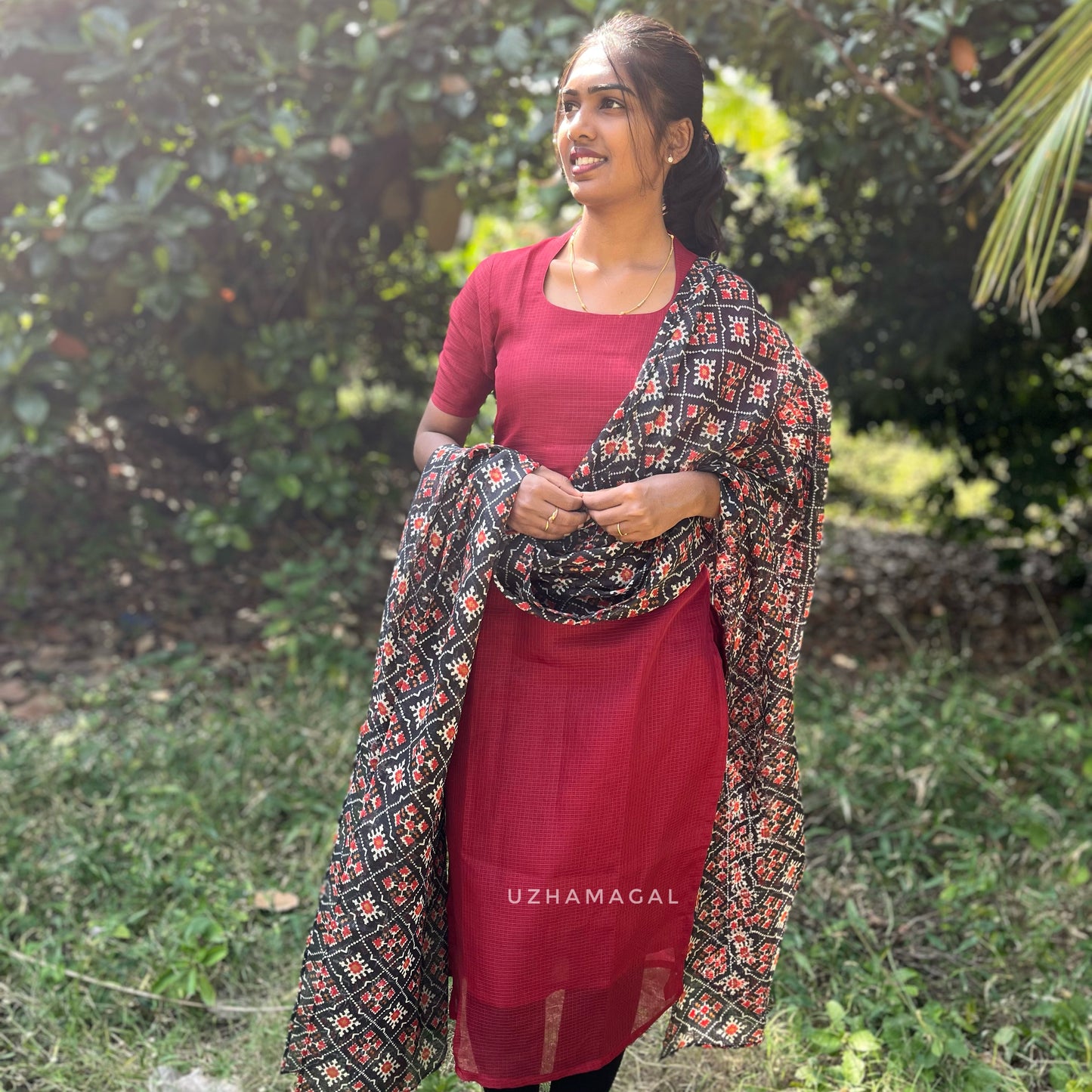 Burgundy story kurti set